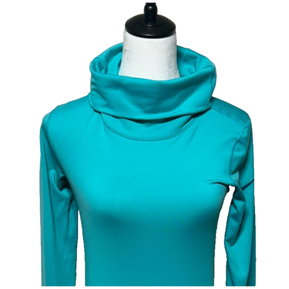 Nike Pro Top Womens Small Green Dri Fit Infinity Training Turtleneck Thumbholes - Picture 1 of 12